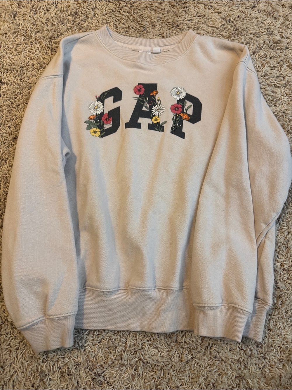 GAP Cream Crewneck Sweatshirt with Floral Logo